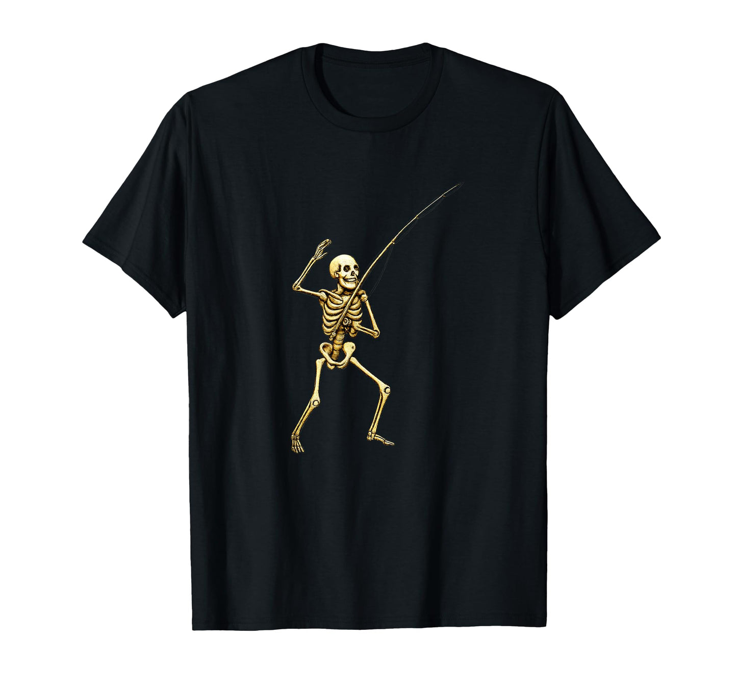 Skeleton Fisherman Fishing Fish Pole - Trout Bass Catfish T-Shirt