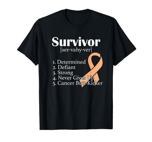 Uterine Cancer Survivor Gift Definition Peach Ribbon Novelty T-Shirt
