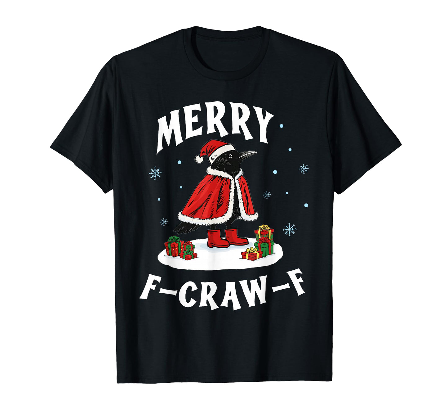 Christmas Black Crow, Merry F-Caw-F Funny Black Bird Vintage T-Shirt