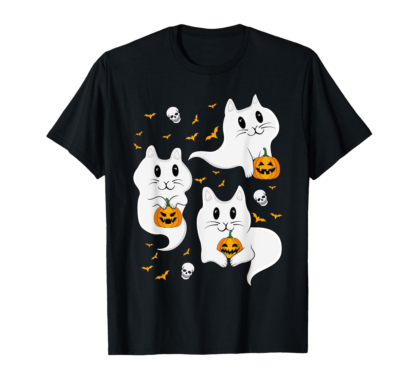 Cat Ghost Halloween Costume Funny Ghost Boo Cat Spooky T-Shirt