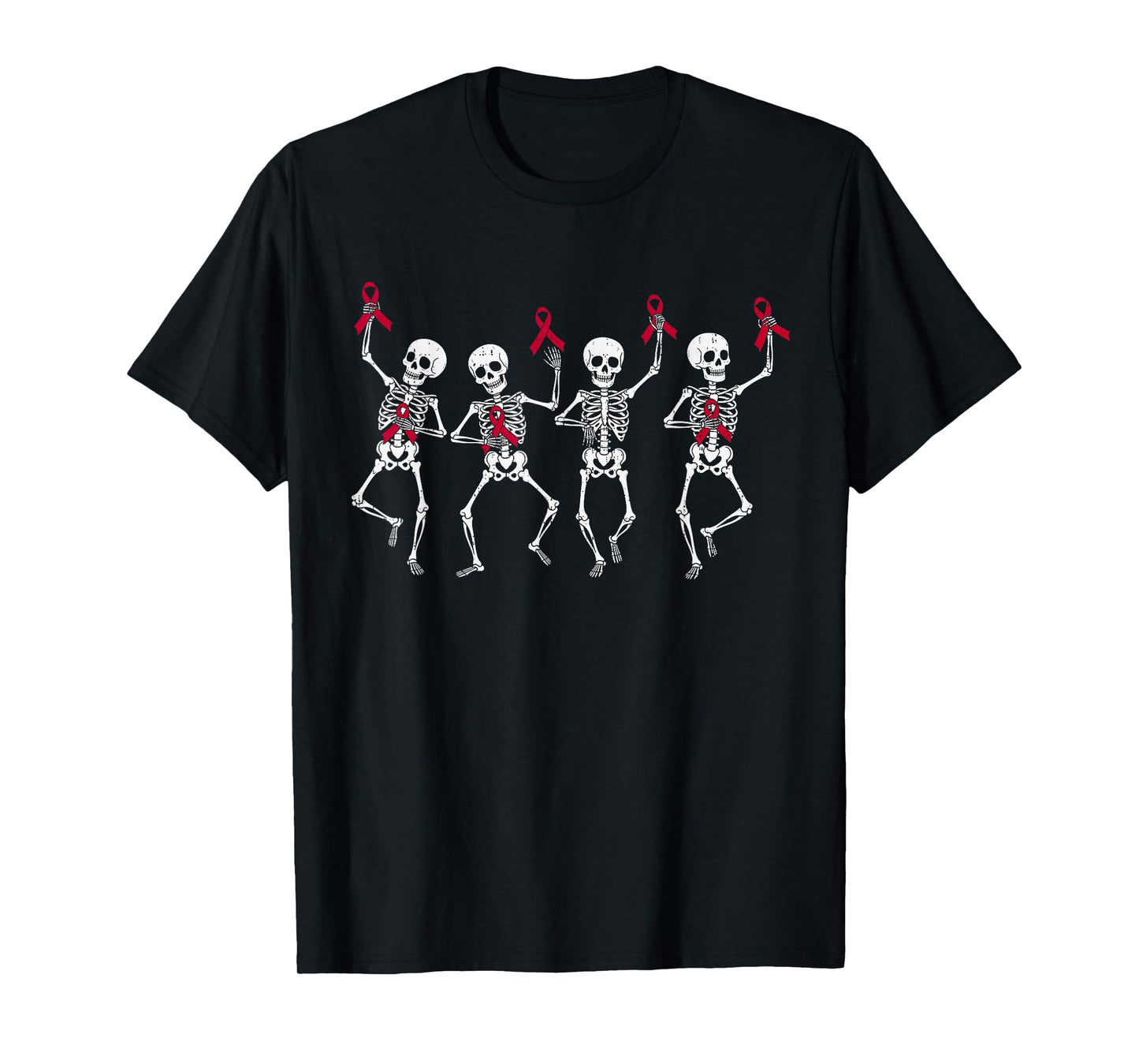 Sickle Cell Anemia Awareness SCD Skeleton Ribbon Burgundy T-Shirt