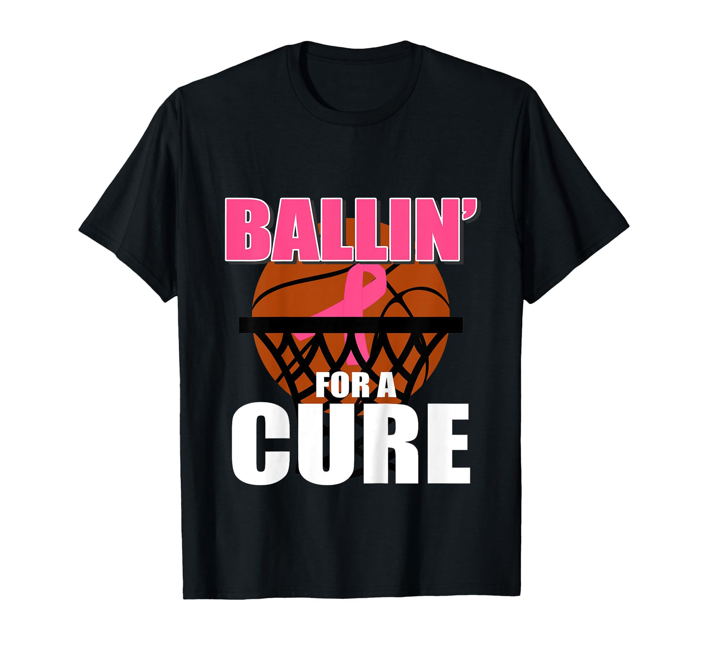 Kids Basketball Breast Cancer Pink Ribbon for Boys Girls Children T-Shirt