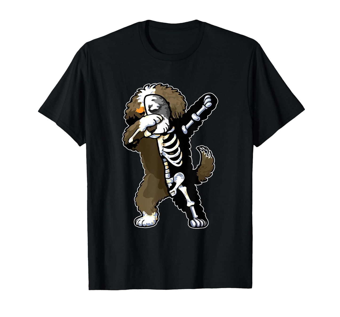 Dabbing Bernedoodle Half Skeleton Halloween Costume Owner T-Shirt