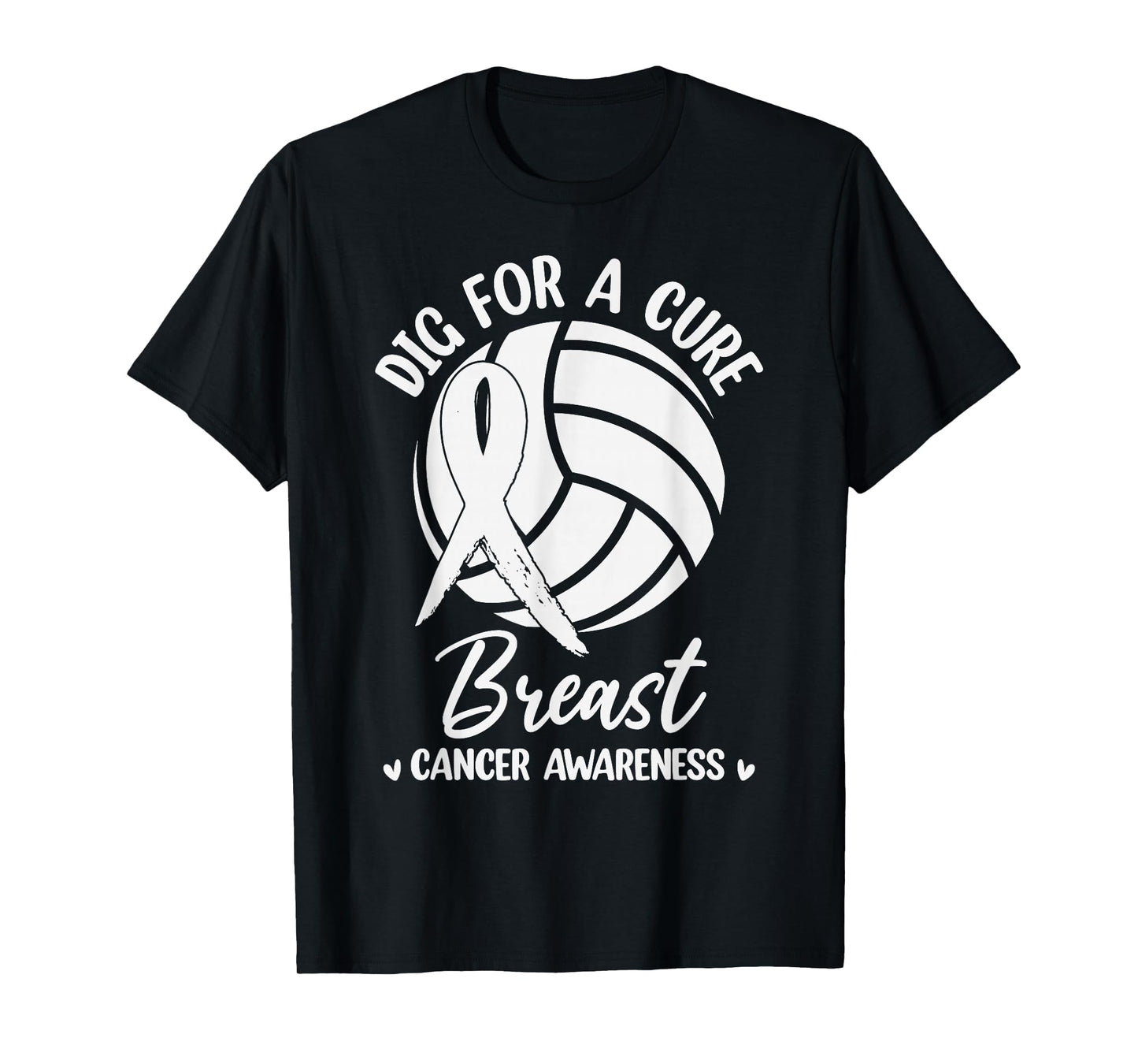 Dig For Cure Ribbon Volleyball Breast Cancer Awareness Pink T-Shirt