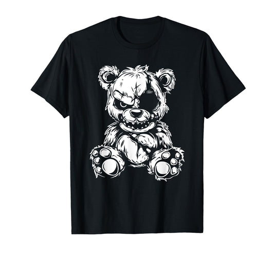 Horror Teddy Bear T-Shirt, Small, Black