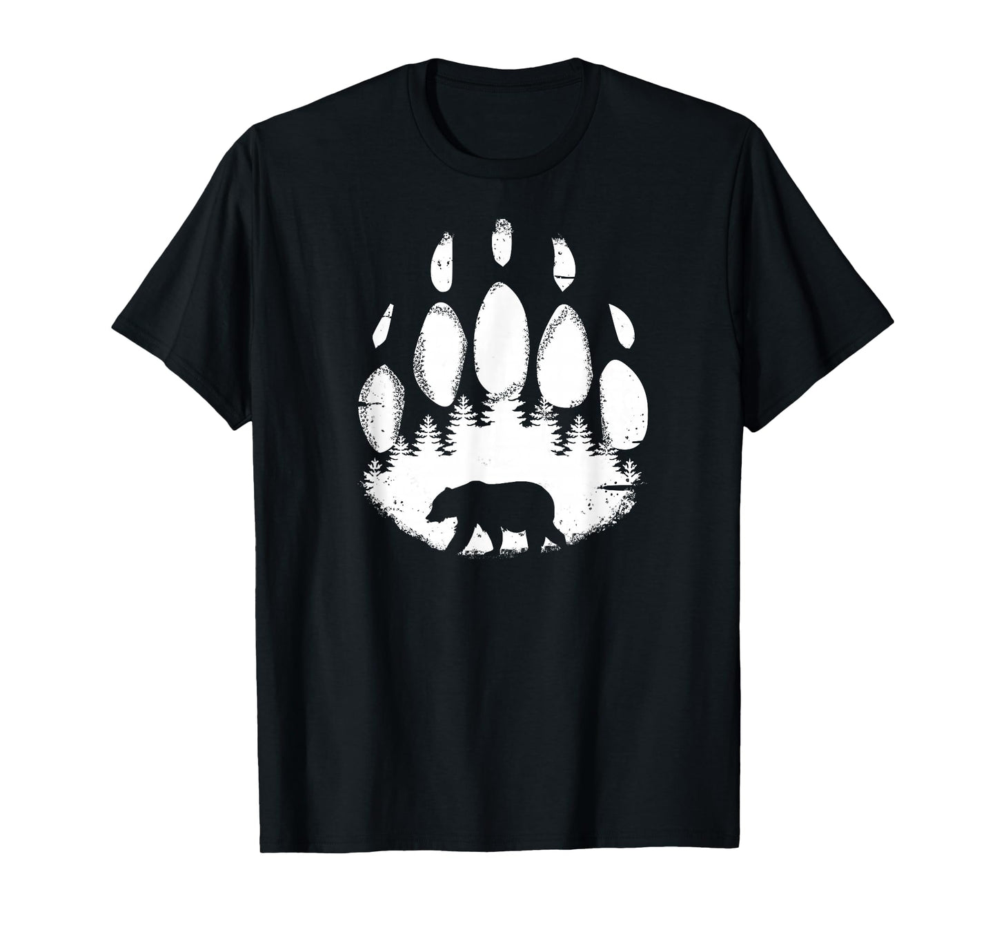 Bear Paw White Print Forest Animal Silhouette T-shirt T-Shirt