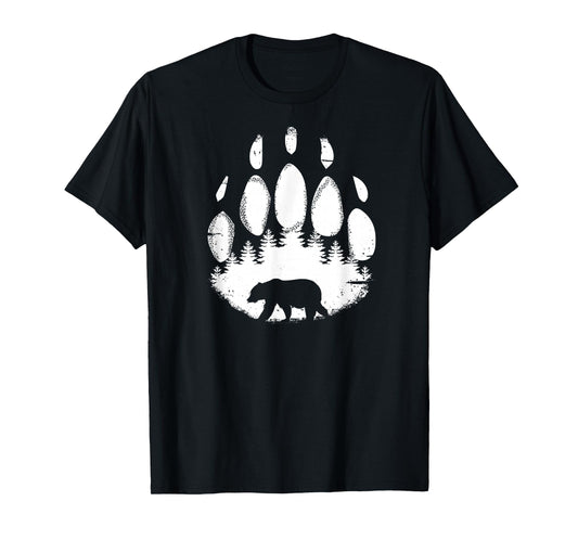 Bear Paw White Print Forest Animal Silhouette T-shirt T-Shirt