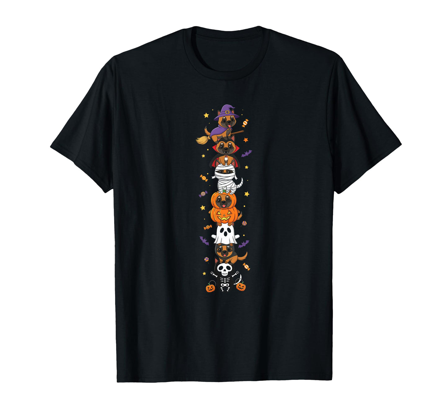 Belgian Malinois Witch Vampire Halloween Kids Mens Womens T-Shirt