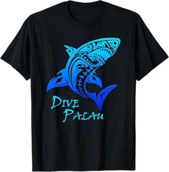 Dive Palau Vintage Retro Tribal Shark Vacation T-Shirt