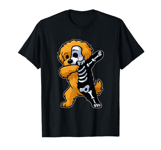 Dabbing Cockapoo Half Skeleton Halloween Costume Owner T-Shirt