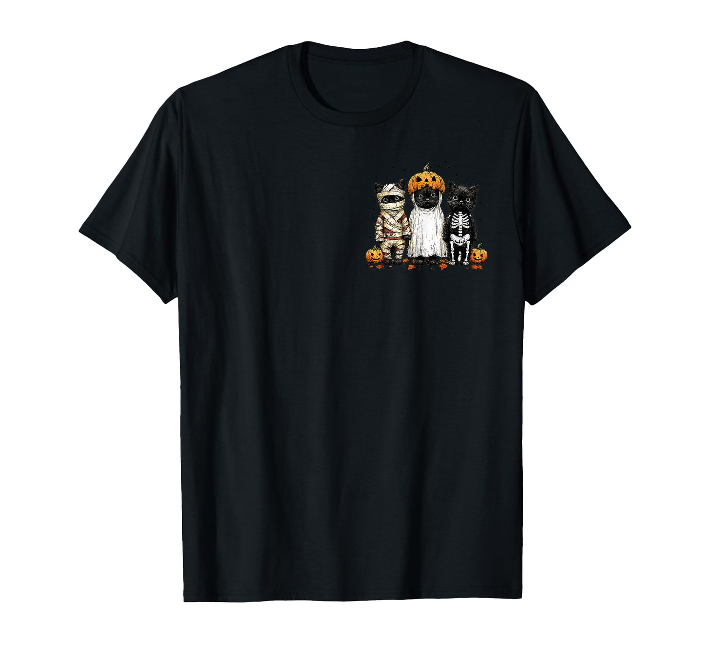 Halloween Cat Mummy Ghost Skeleton Pumpkin T-Shirt
