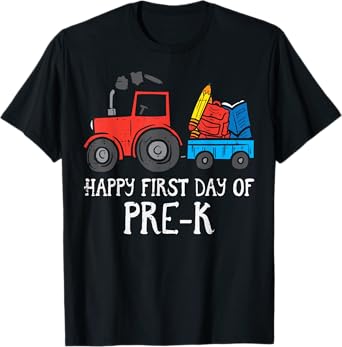 Tractor Happy First Day Of Pre-K Prek School Farm Truck Boys T-Shirt