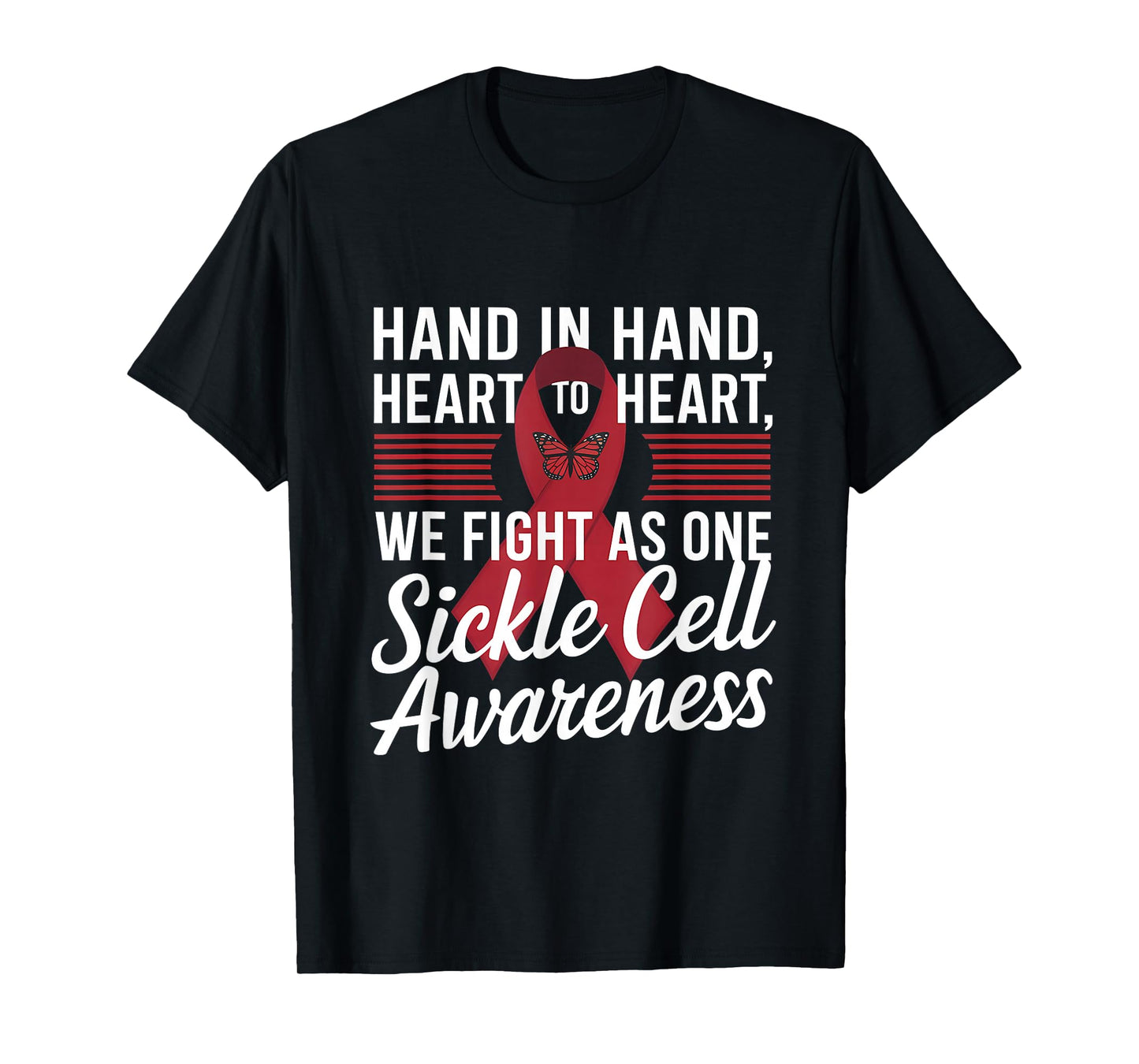 Sickle Cell Awareness Burgundy Ribbon We FIght As One T-Shirt