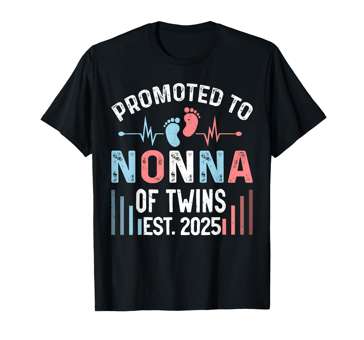 Promoted To Nonna Of Twins Est 2025 Twin Baby Shower T-Shirt