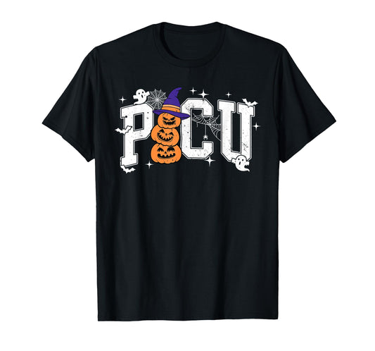 PICU Nurse Halloween Hospital Party Funny Nursing Students T-Shirt