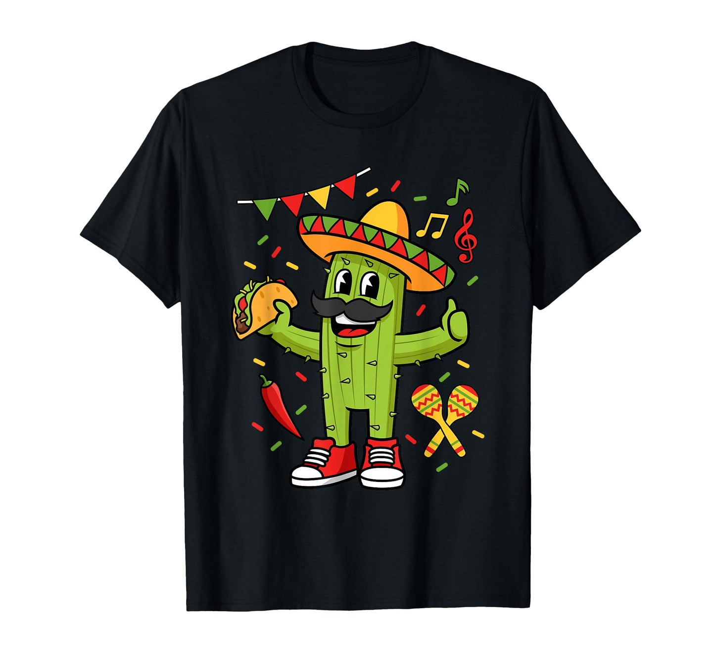 Mexico Maracas Sombrero Hat Tacos Cactus T-Shirt