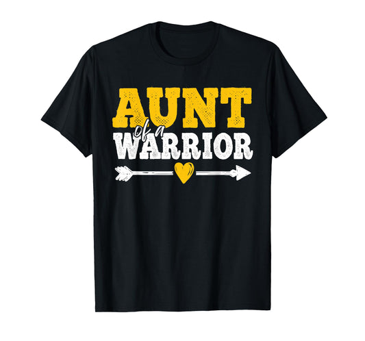 Aunt of a Warrior Childhood Cancer Awareness Family Support T-Shirt
