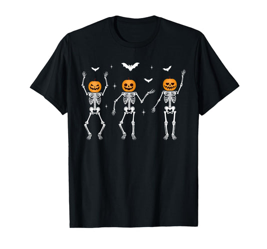 Dancing Skeleton Dance Funny Pumpkin Skeleton Halloween T-Shirt