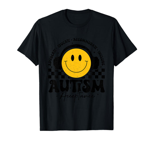 Autism Awareness Acceptance Smile Face Autistic Teacher Kids T-Shirt