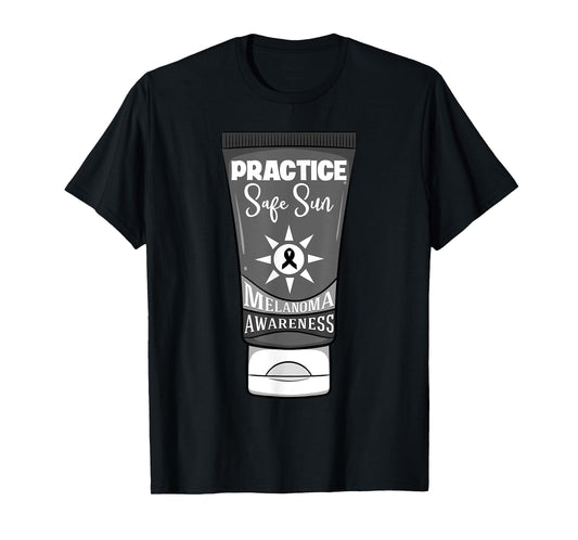 Practice Safe Sun Melanoma Awareness Skin Cancer Ribbon T-Shirt
