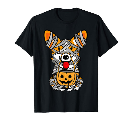 Cute Halloween Costume Welsh Corgi Mummy Dog Lover Design T-Shirt for Men Women Kids