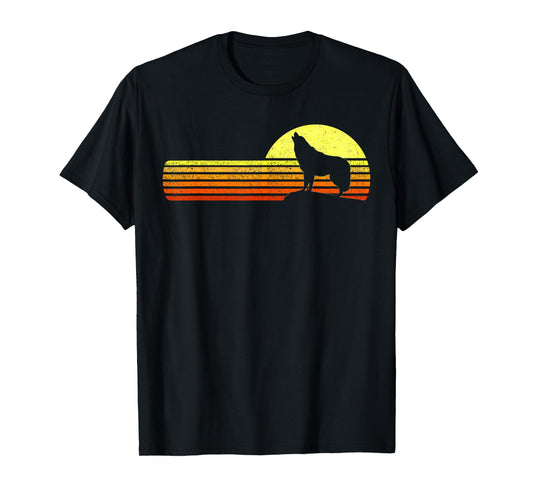 Alpha Wolf Retro Vintage Sun I Love Wolves Men's Women's T-Shirt