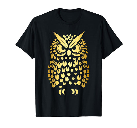 Cute Gold Owl Forest Animal Nature Art Graphic Men Women Kid T-Shirt