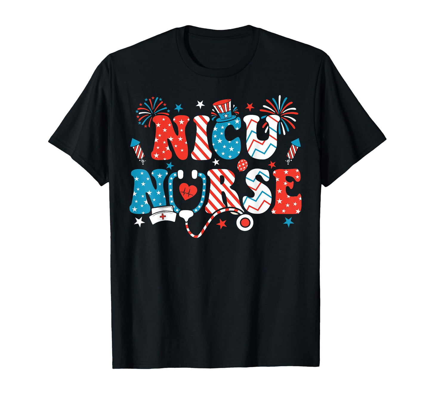 NICU Nurse 4th Of July American Flag Patriotic Nicu Nurse T-Shirt