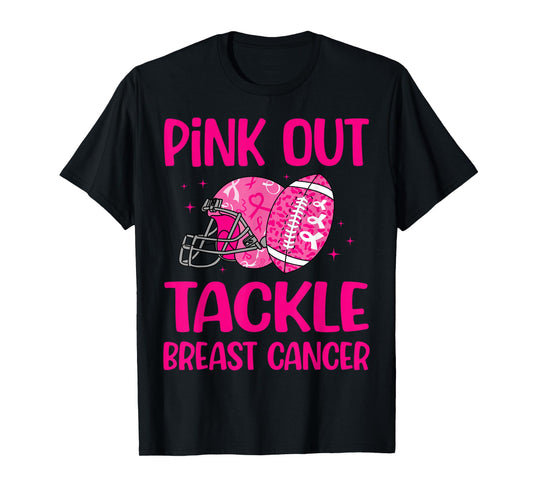 American Football Pink Out Tackle Breast Cancer Awareness T-Shirt