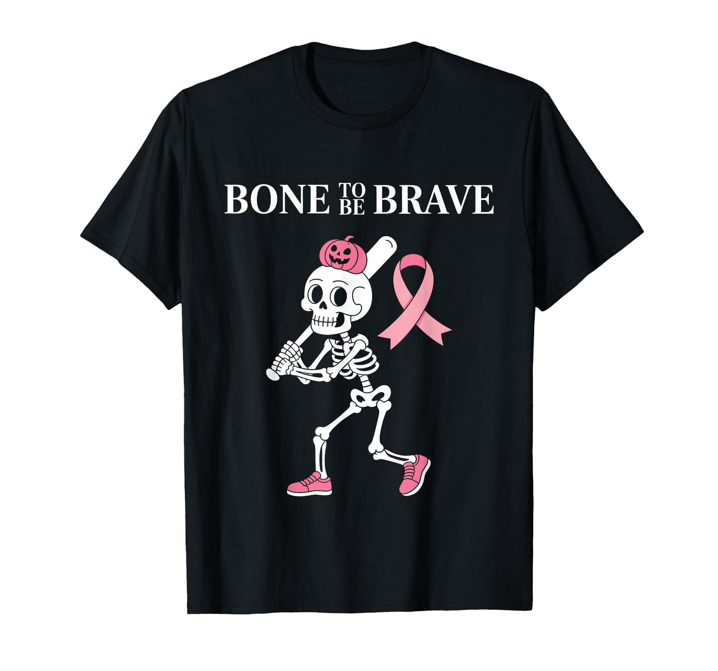 Baseball Skeleton Fighter Halloween Breast Cancer Awareness T-Shirt