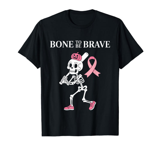 Baseball Skeleton Fighter Halloween Breast Cancer Awareness T-Shirt