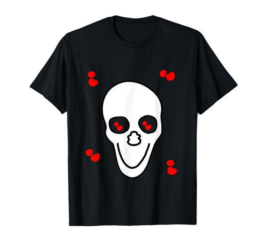 Cute Cherry Skeleton Halloween Hand Drawn T-Shirt