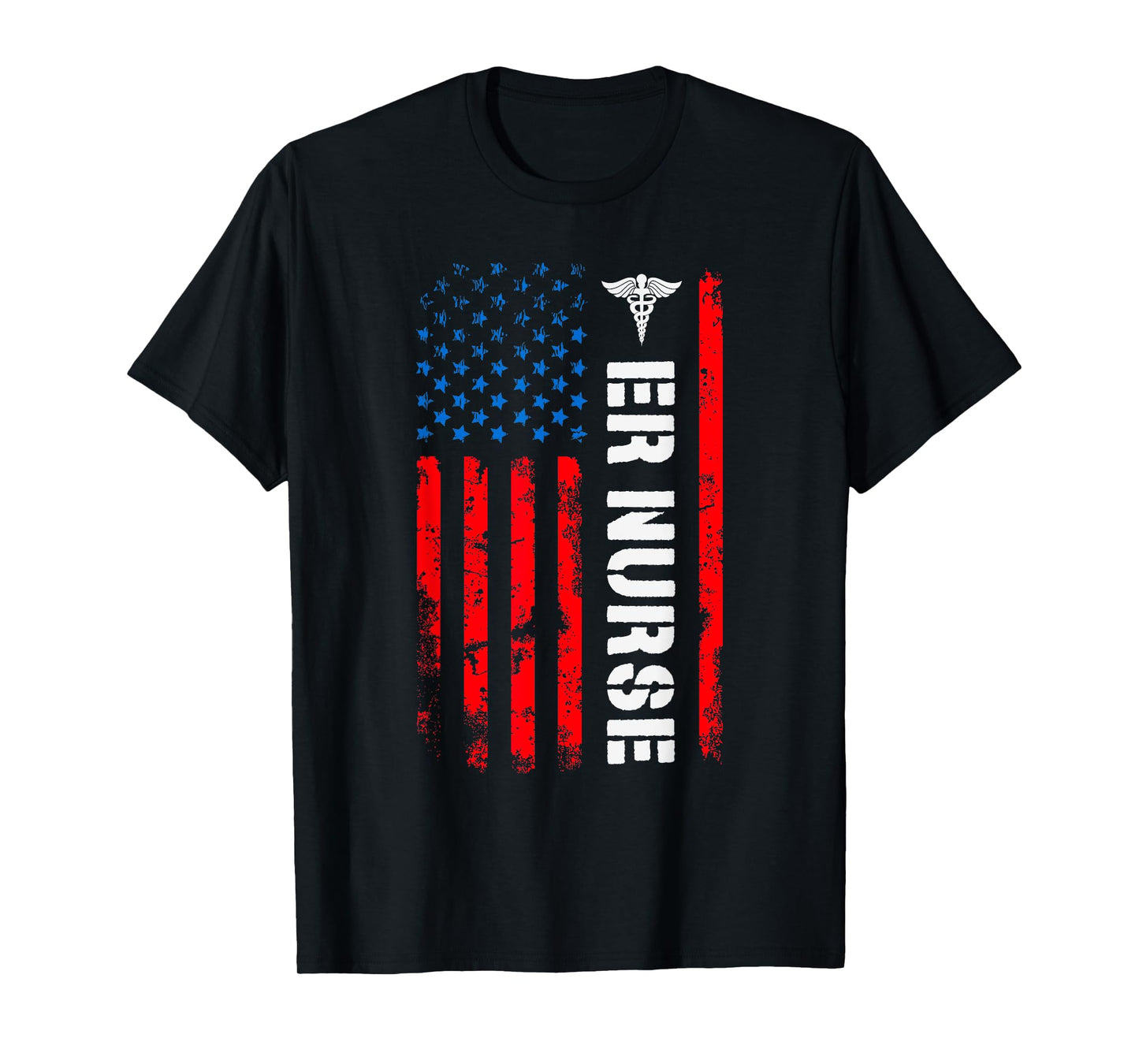 Patriotic ER Nurse Shirt Retro American Flag 4th of July RN T-Shirt