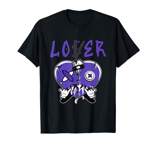 Loser Love Drip Heart Matching Black Field Purple 12s T-Shirt