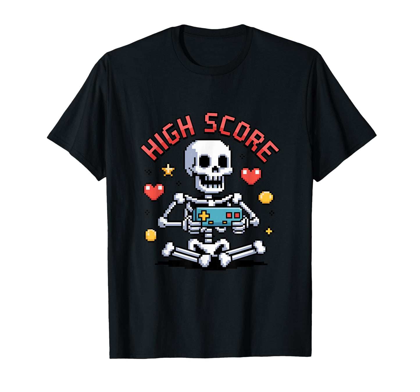 Halloween Skeleton Gamer Pixel Video Gaming Boys Men Kids T-Shirt