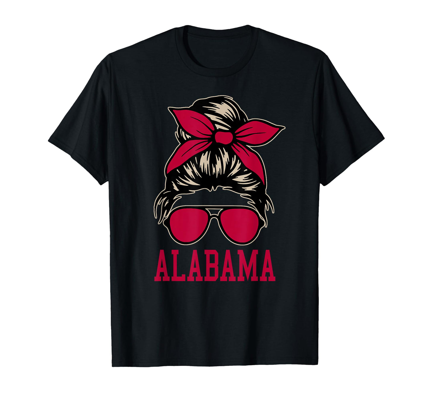 Alabama Women Girl Mom Messy Bun Hair. T-Shirt