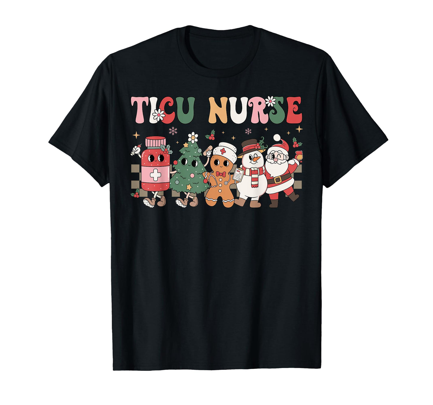 Retro TICU Nurse Christmas Intensive Care Unit Nursing Group T-Shirt