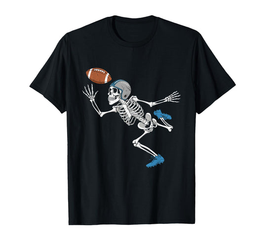 Football Skeleton Halloween Player Catcher Mens Boys Kids T-Shirt