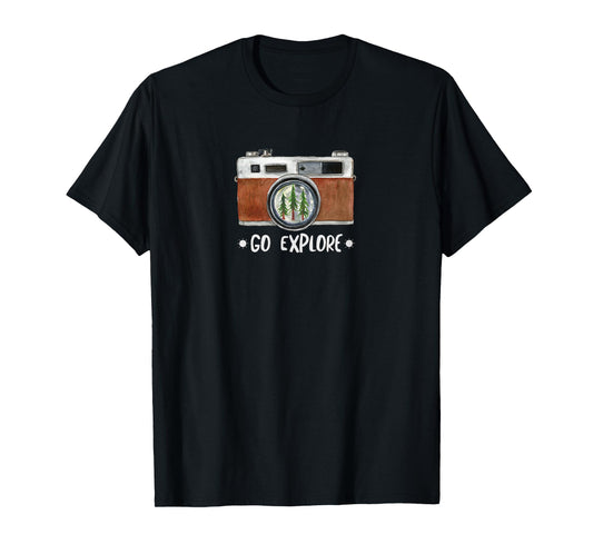 Cute Go Explore Vintage Camera Photography T-Shirt