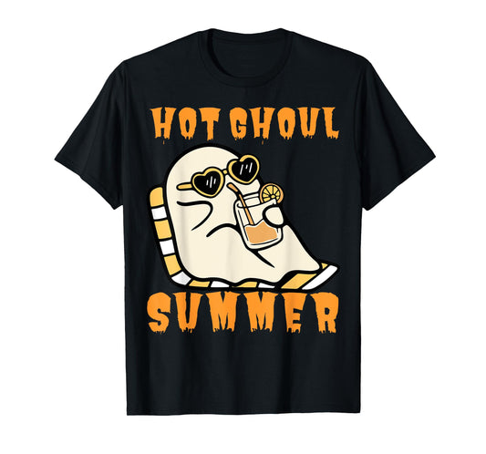Funny Hot Ghoul Summer Ghost Spooky Beach Halloween Men Women T-Shirt
