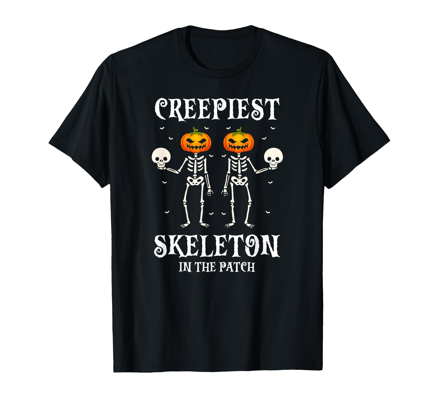 Creepiest Skeleton Spooky Pumpkin Field Halloween Humor T-Shirt