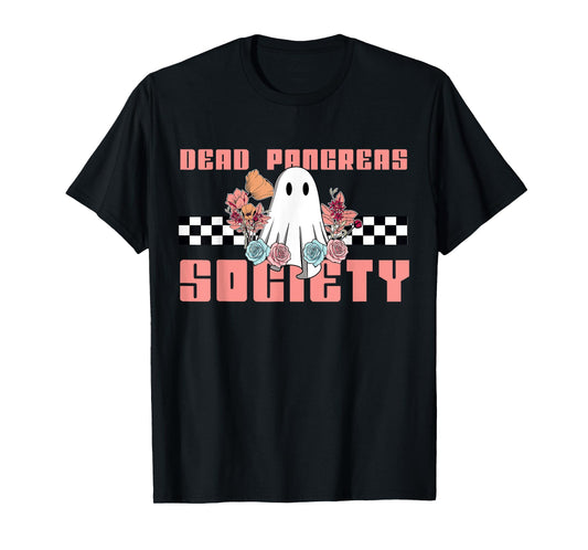Dead Pancreas Society Halloween Ghost Retro Vintage T-Shirt