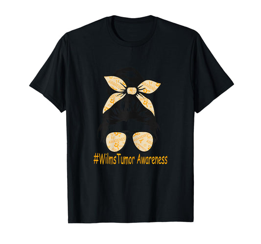 Wilms Tumor Awareness Messy Bun for Women T-Shirt