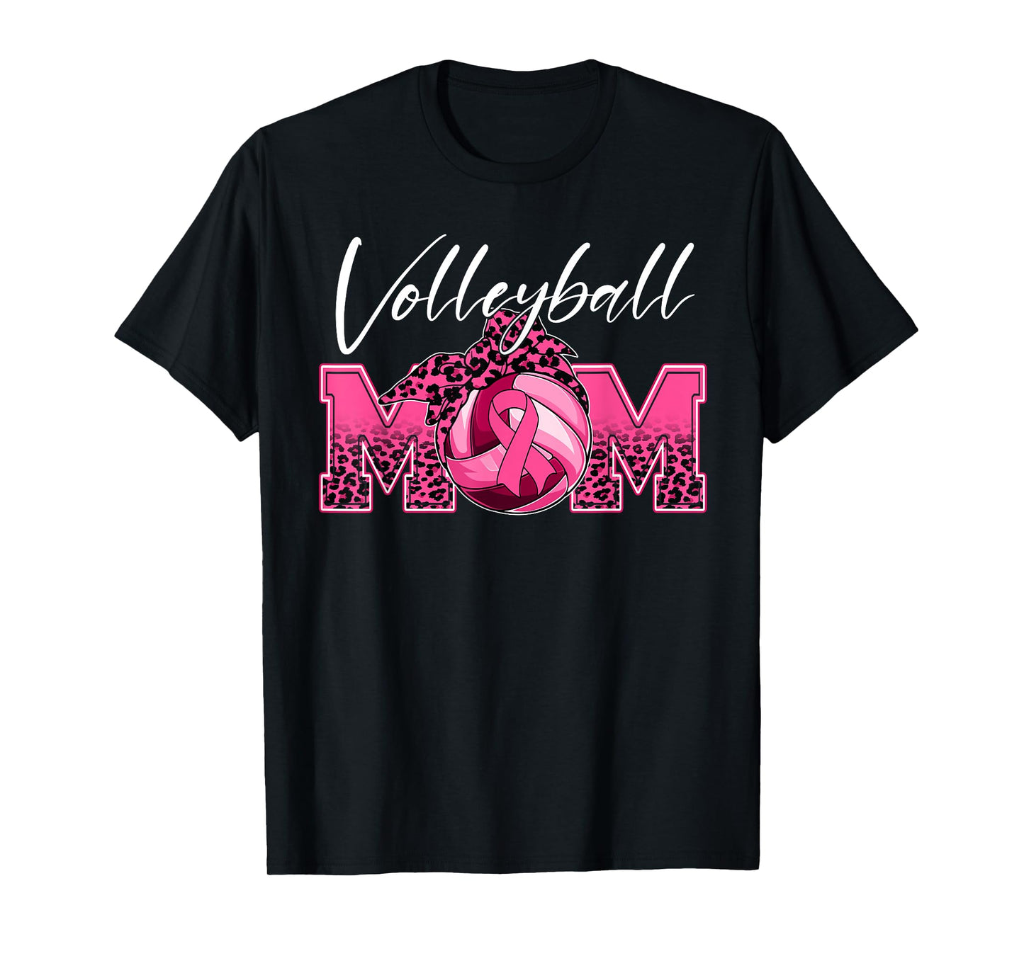 Volleyball Mom Breast Cancer Awareness Day Pink Ribbon Women T-Shirt
