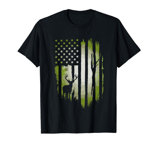 American Flag Deer Hunting USA Patriotic For Hunters T-Shirt