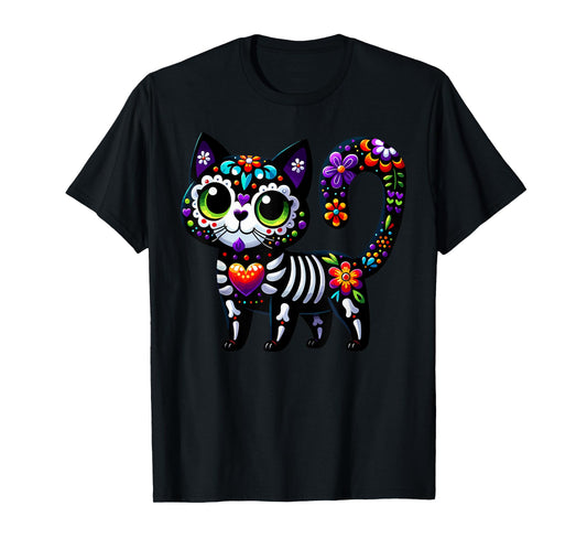 Dia De Los Muertos Cinco De Mayo Cat Sugar Skull Men Women T-Shirt