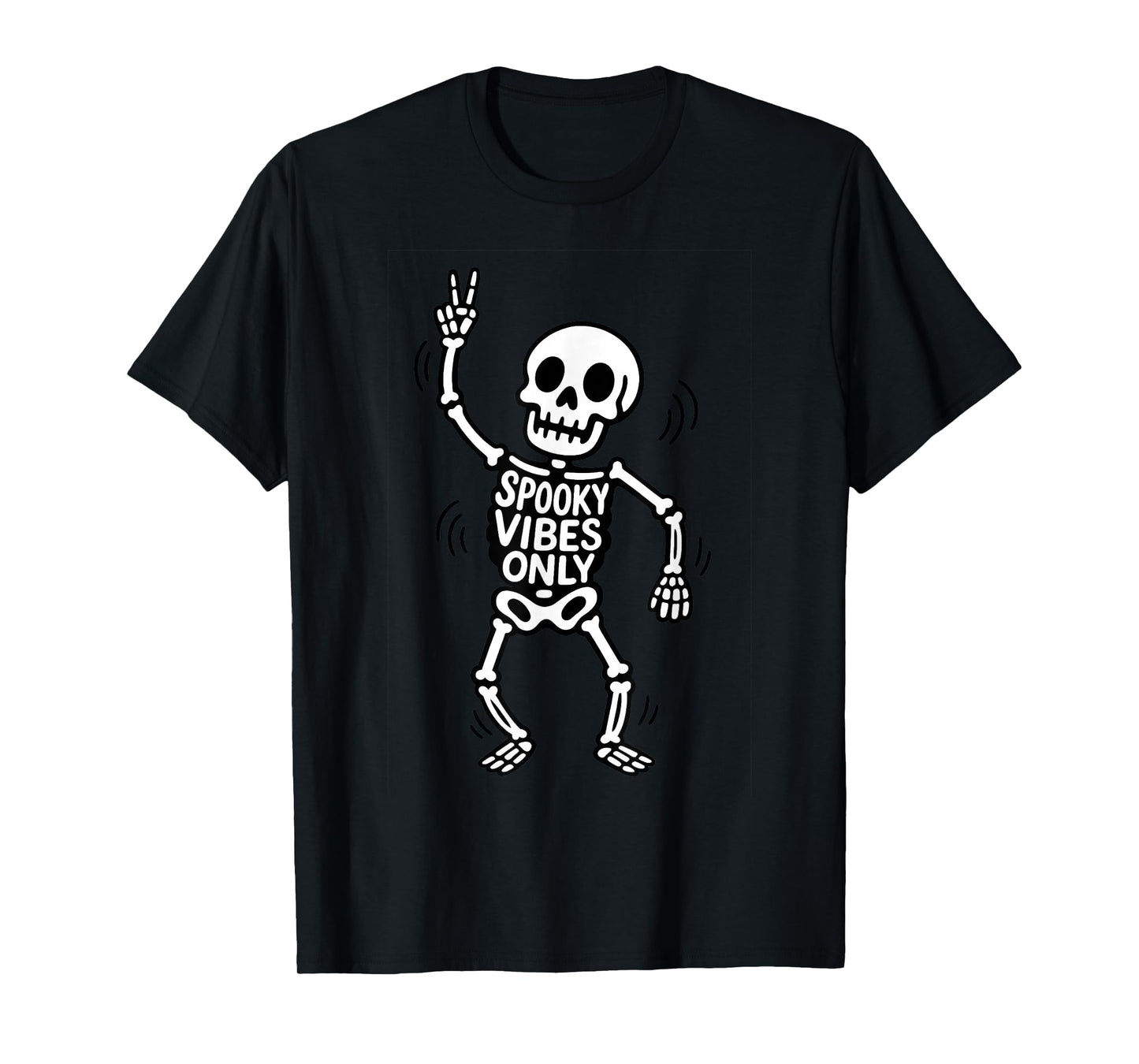 Spooky Vibes Only Dancing Skeleton Halloween T-Shirt