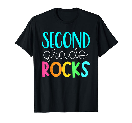 2nd grade rocks rocking 2nd grade teacher T-Shirt for Men Women Girls Kids