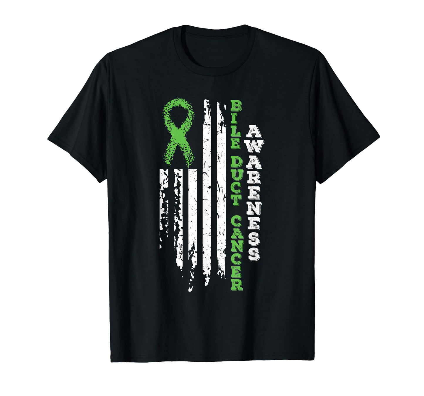 USA Flag Bile Duct Cancer Awareness Cancer Ribbon T Shirt V2 T-Shirt