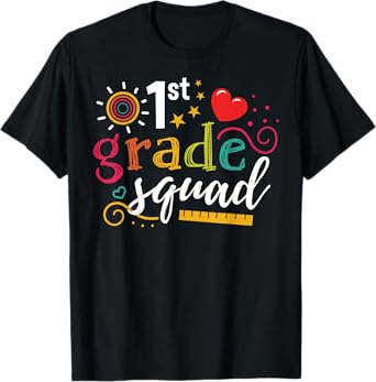 1st First Grade Squad Student Teacher Gift Back To School T-Shirt for Men Women Girls Kids